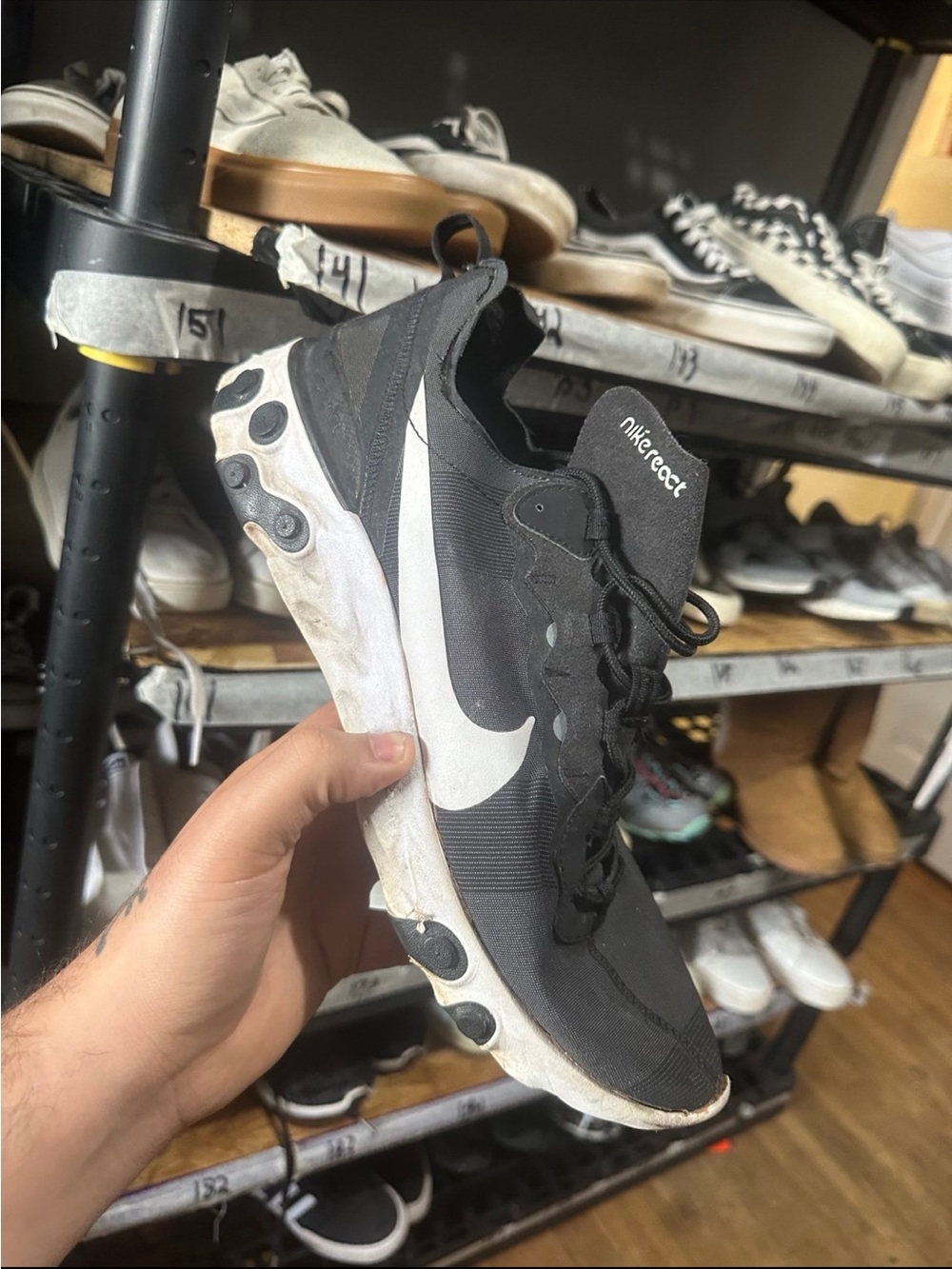 Nike Black and White React Element Men's Sneaker